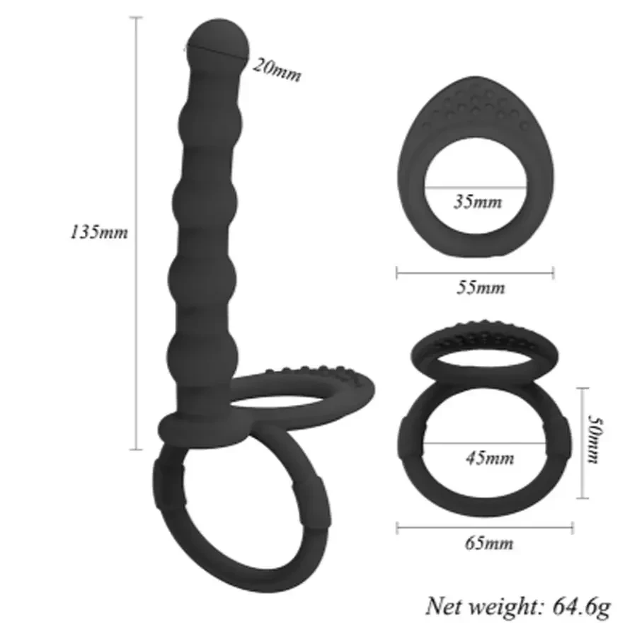 black silicone cock ring dildo plug
