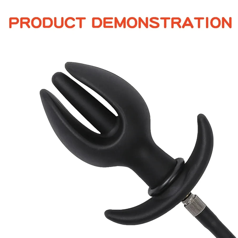 black silicone inflatable butt plug