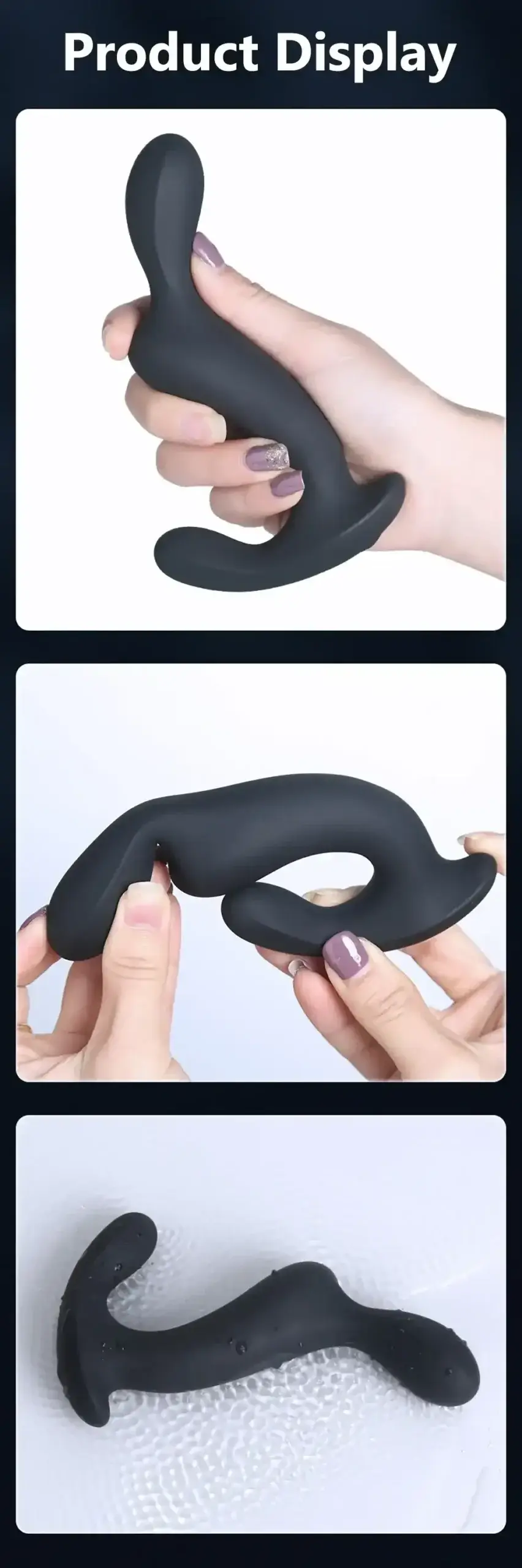 black silicone prostate massager curved