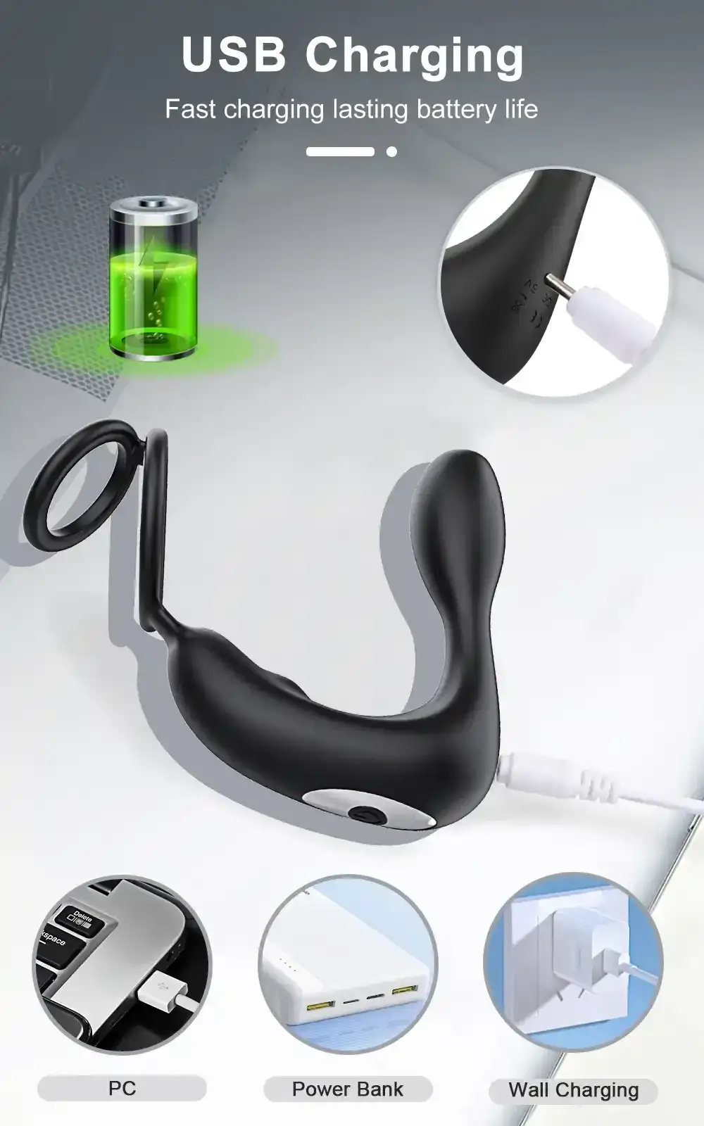 black silicone vibrating prostate massager 1