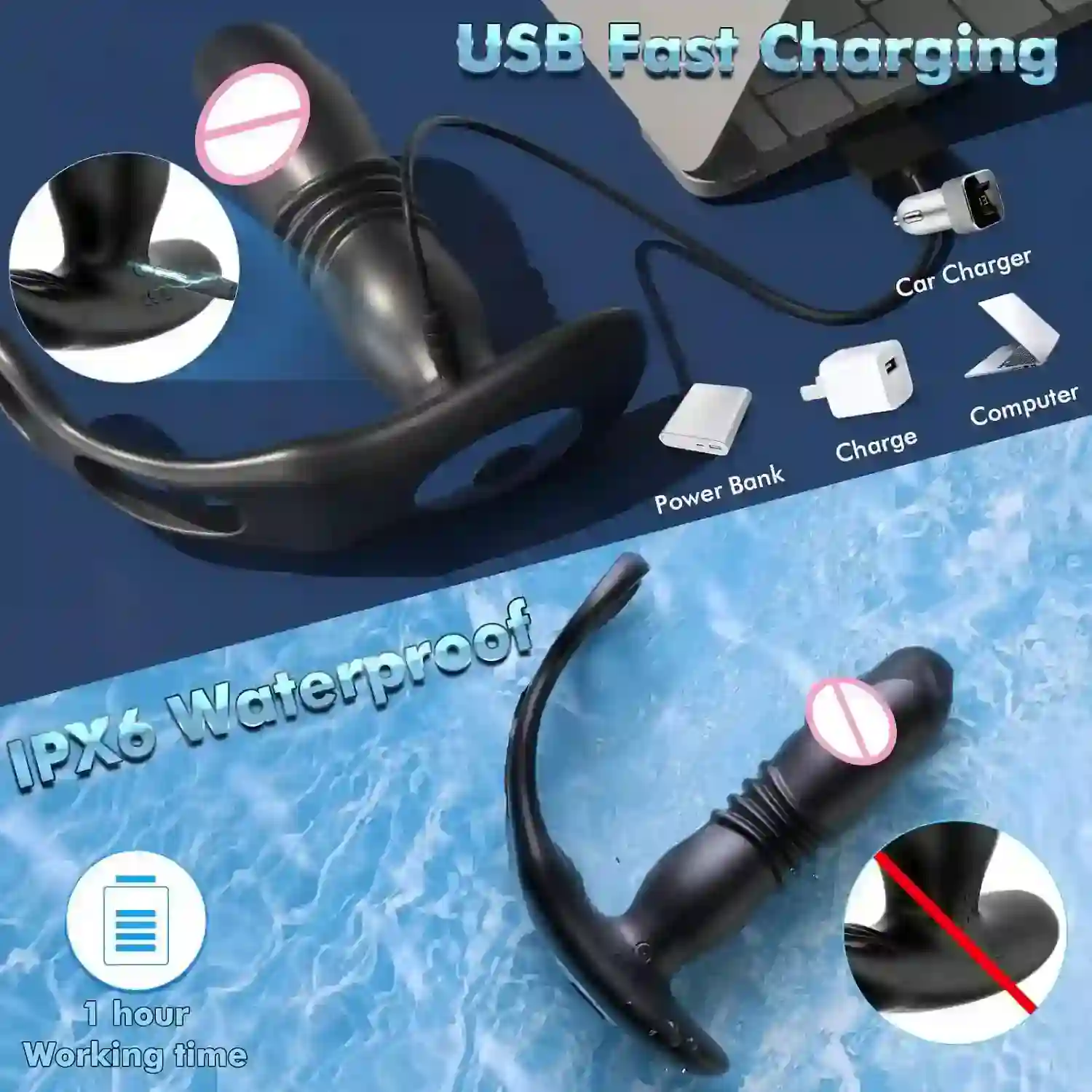 body safe silicone p spot vibrator curved