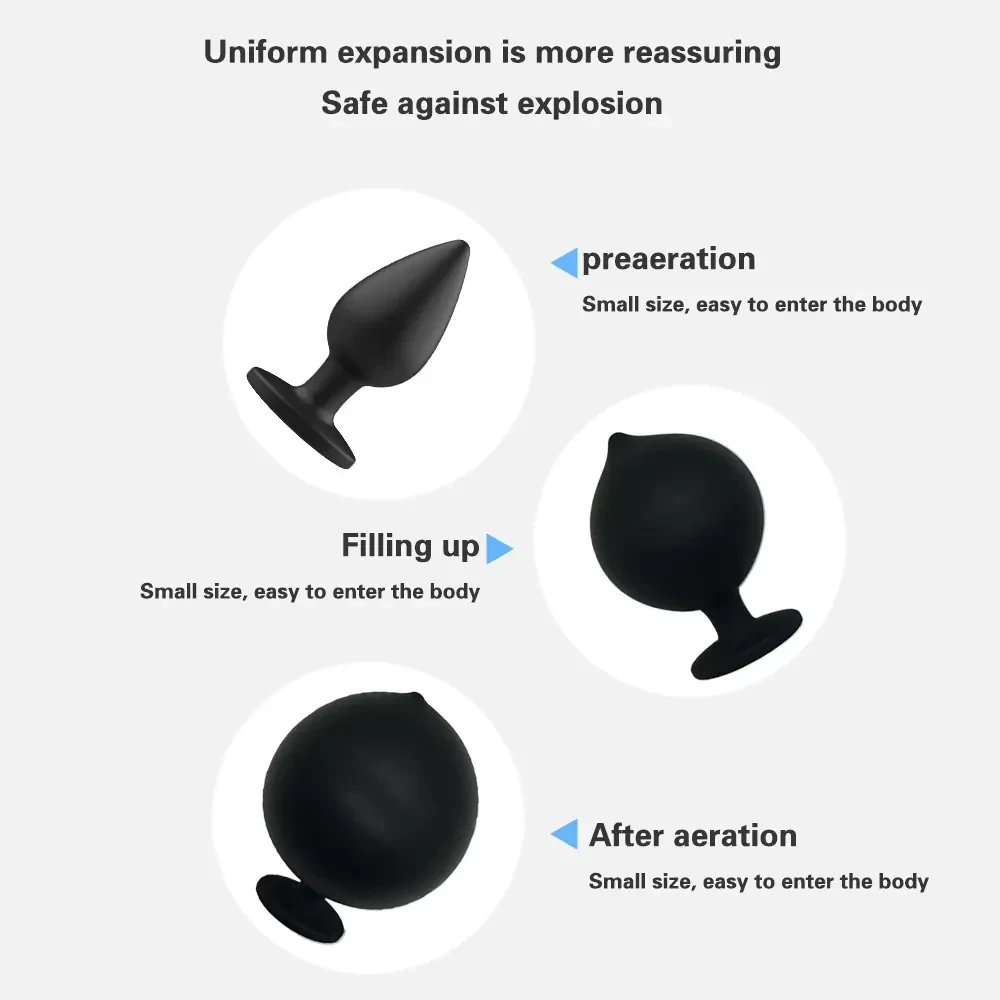 body safe silicone anal plug inflatable 1