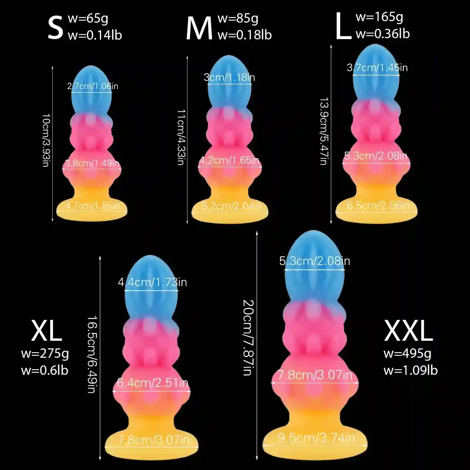 ergonomic anal plugs set training