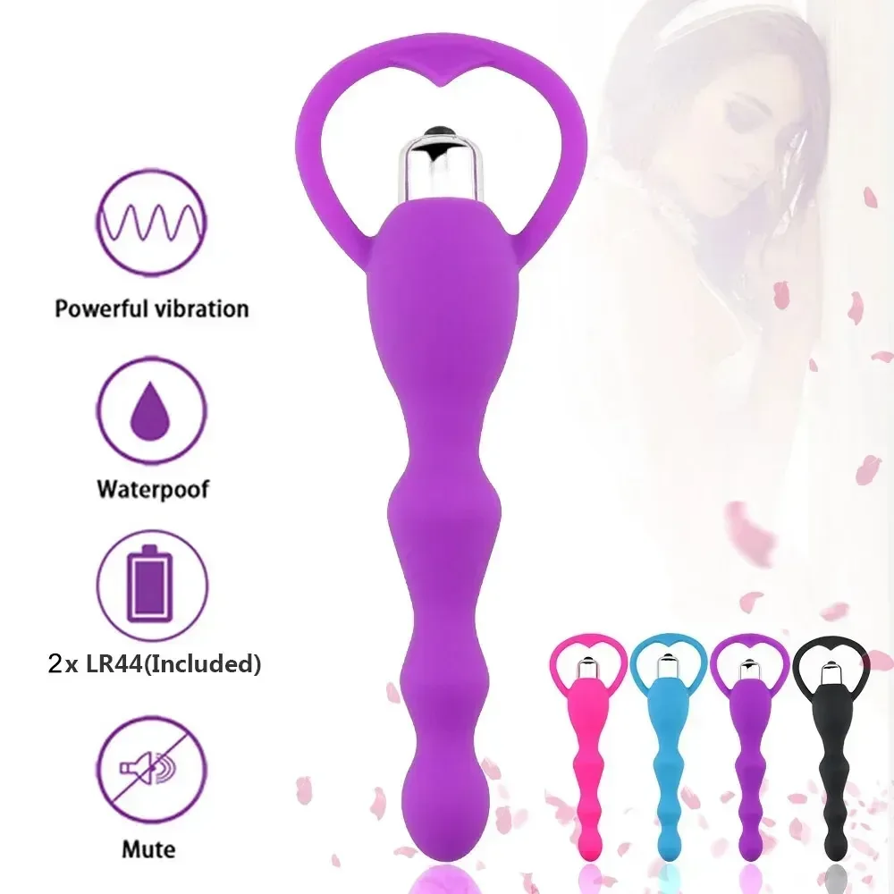 ergonomic vibrating anal beads plug