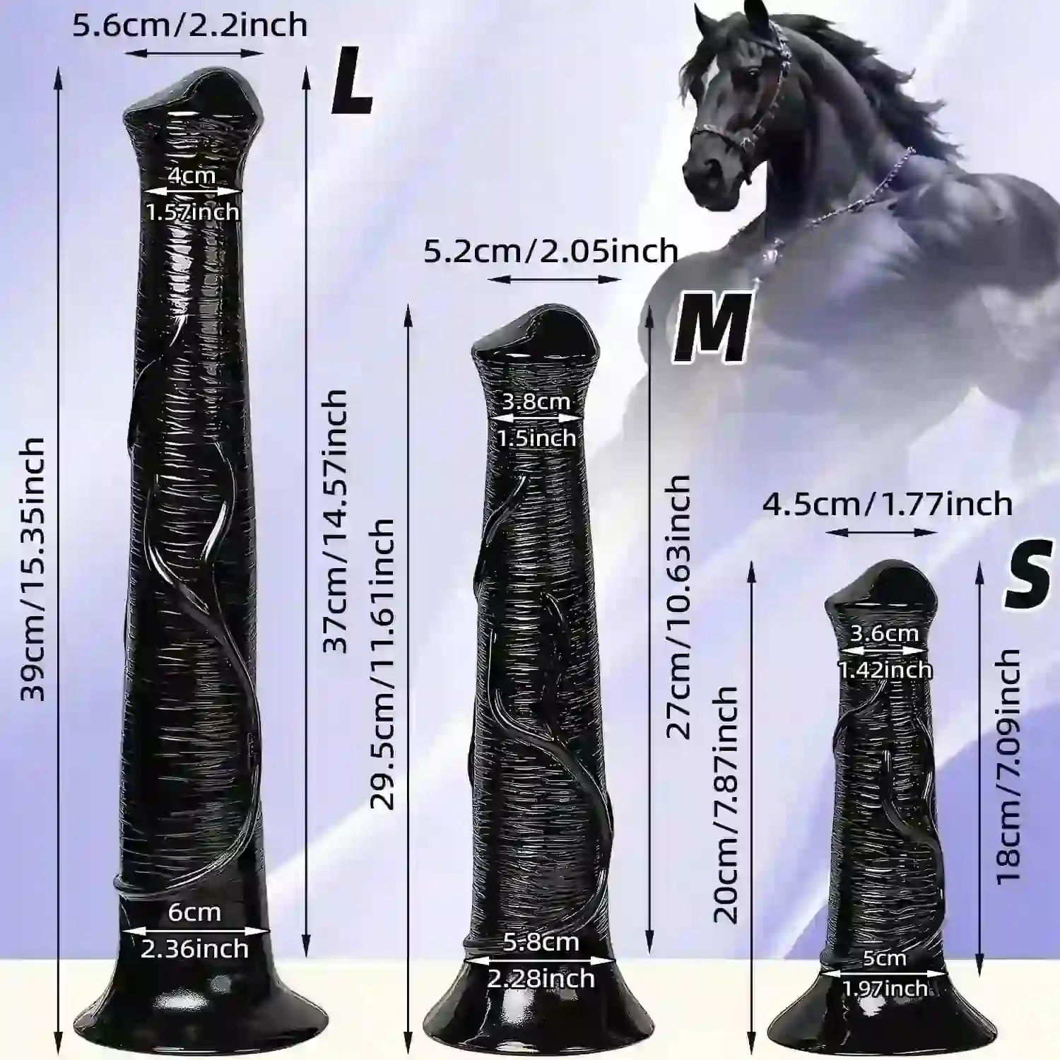 horse shaped anal plug black pvc