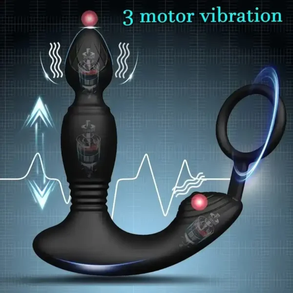 silicone vibrating thrusting anal plug