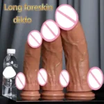 small silicone dildo with foreskin