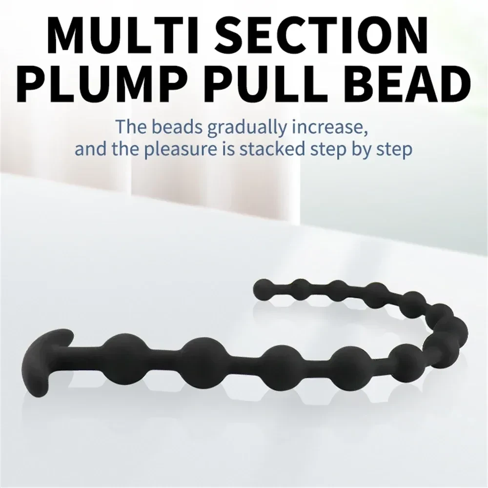 soft silicone long beaded anal toy