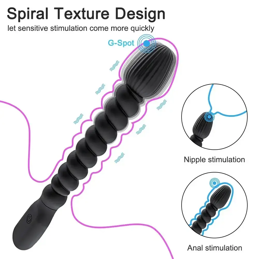 spiral textured anal plug vibrator