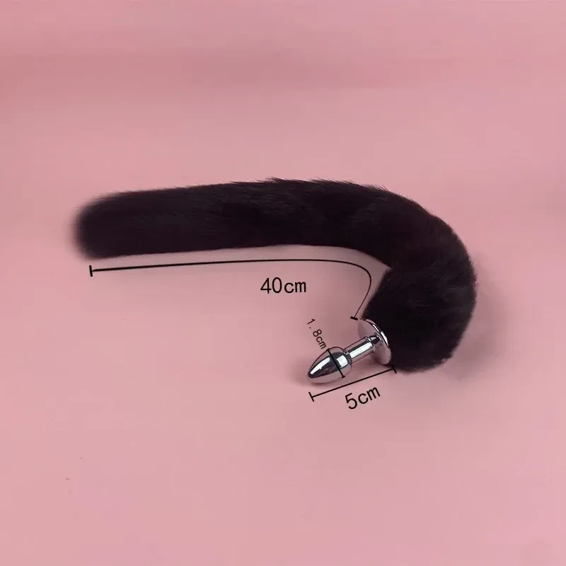 stainless steel butt plug fox tail