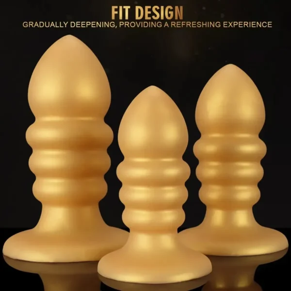 textured gold anal plug suction
