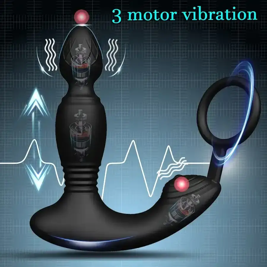 thrusting silicone prostate massager black