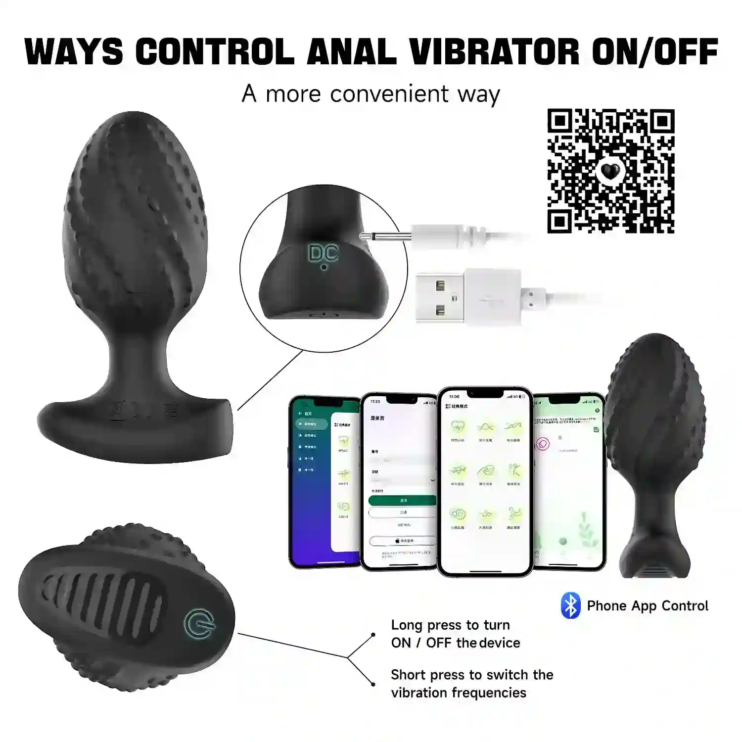waterproof vibrating silicone anal plug