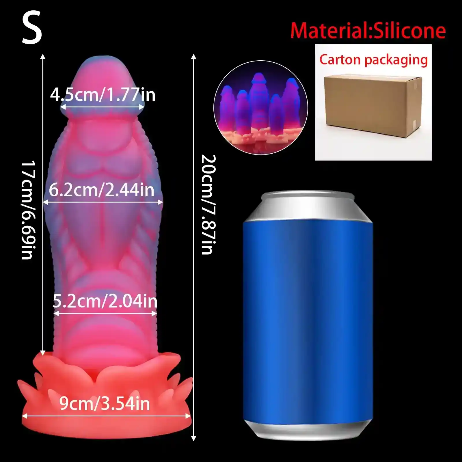 xxl glowing knotted anal dildo