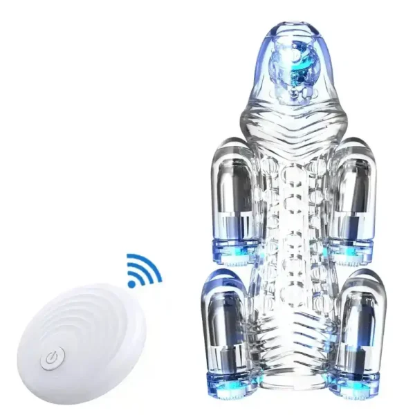 5 detachable vibrators penile exerciser