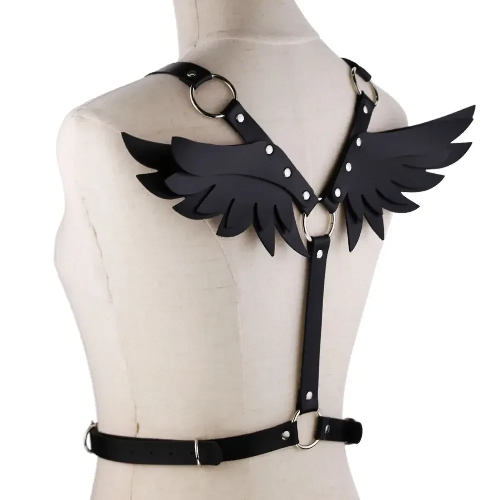 adjustable leather wing harness women