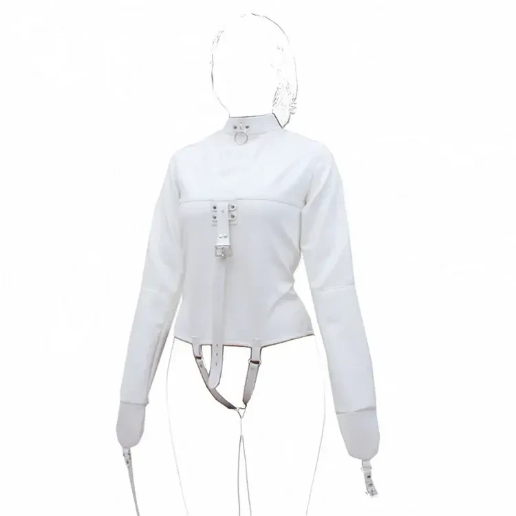 adjustable pu leather handcuffs white