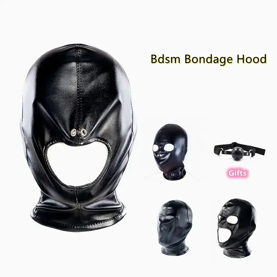 adult bdsm pu leather headgear