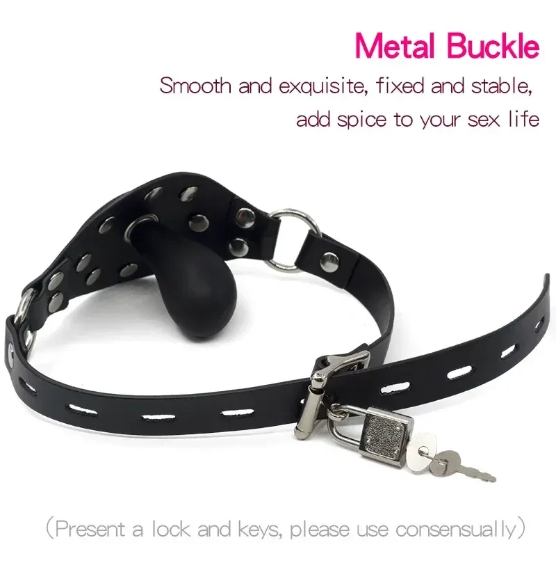 black inflatable mouth restraint toy