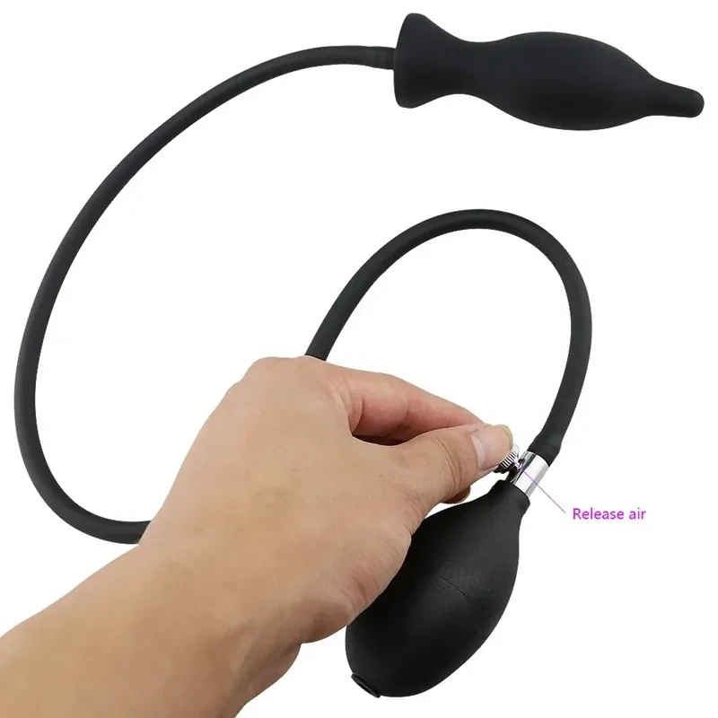 black inflatable prostate massager tpe 2