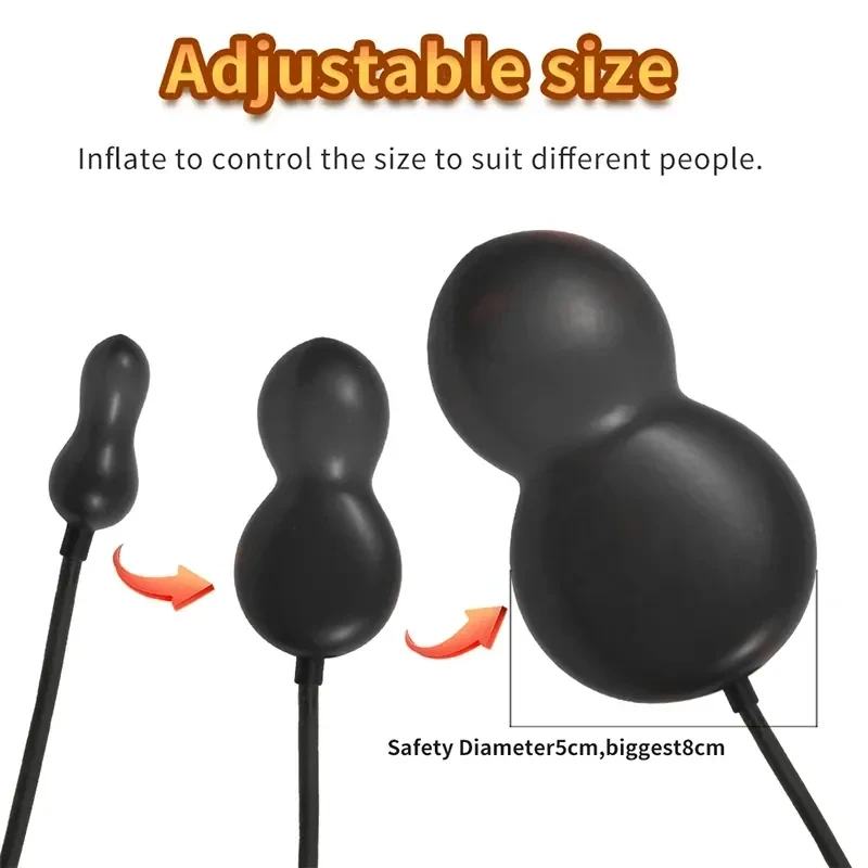 black inflatable silicone butt plug