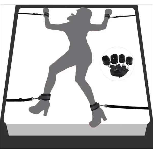 black nylon bed restraints adjustable