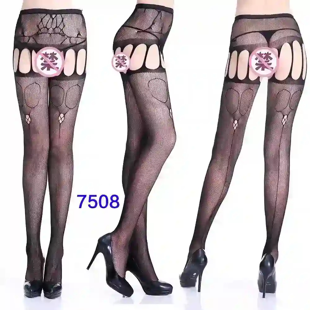 black nylon fishnet thigh high