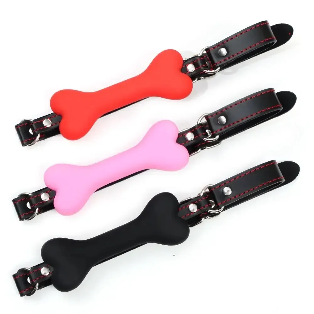 black pu strap dog bone