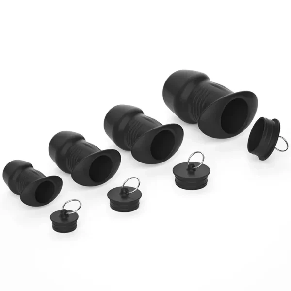 black silicone hollow anal plug large