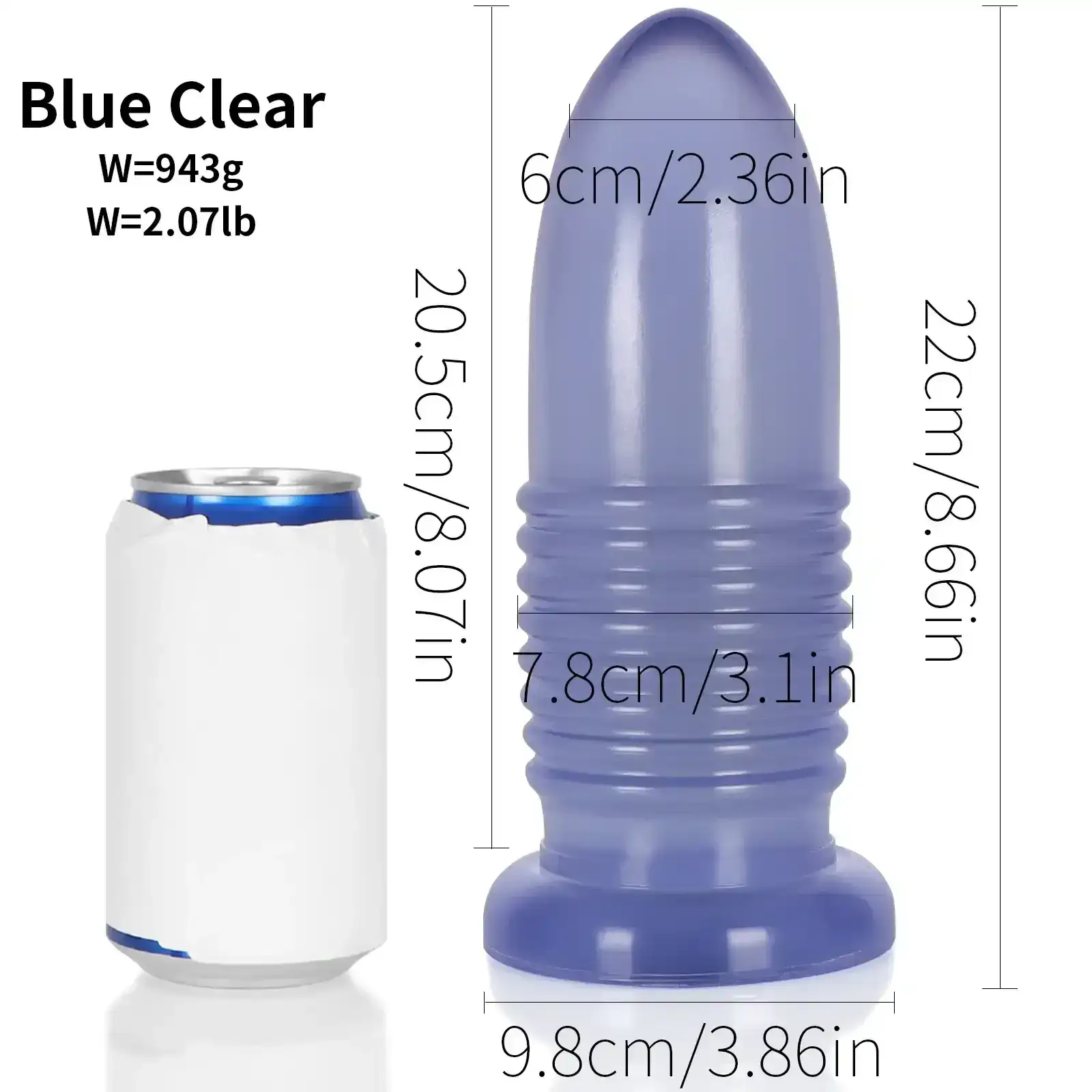 blue clear plastic anal plug