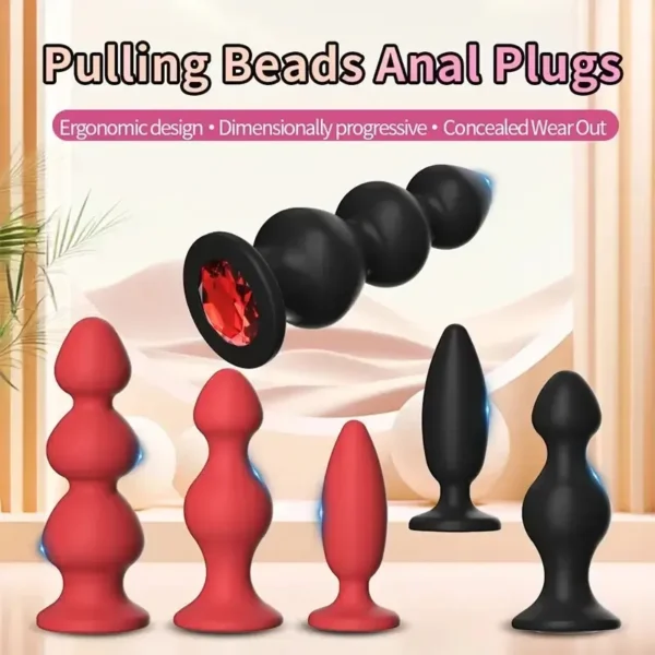 compact silicone anal plug red