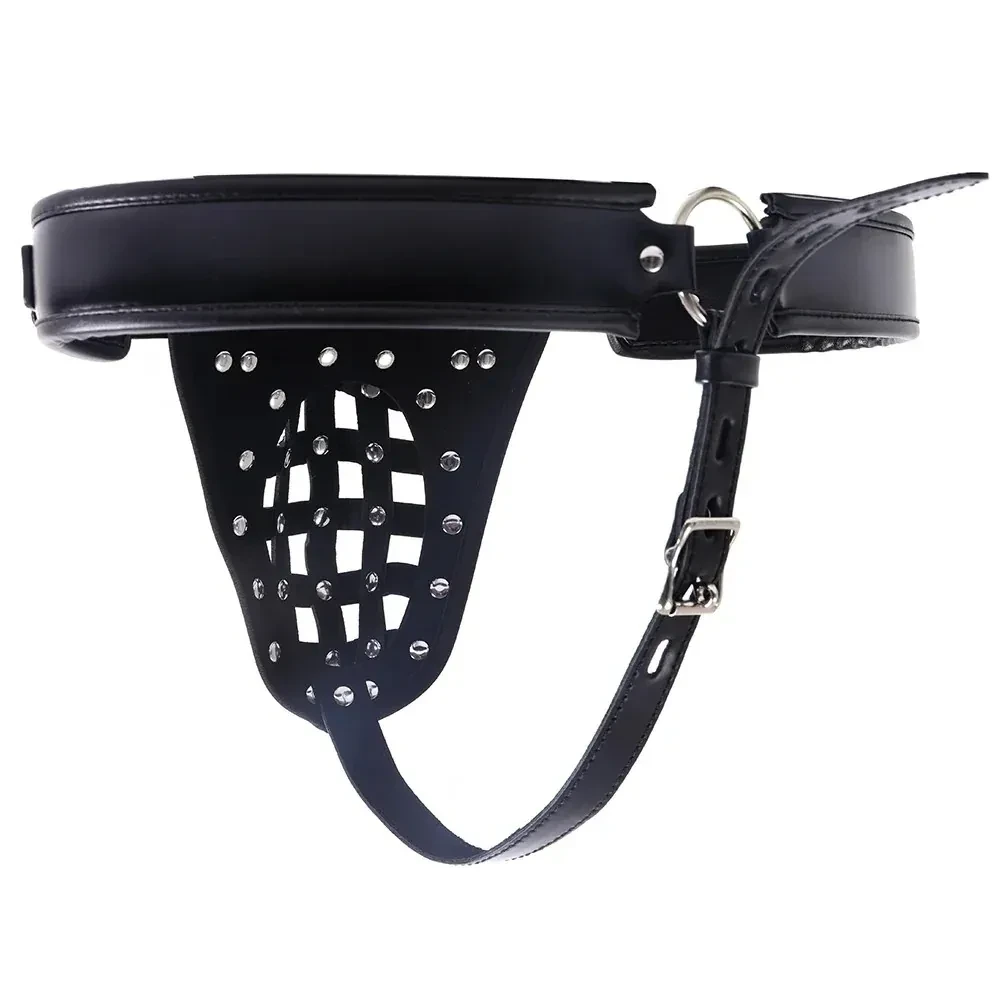 durable pu leather metal chastity