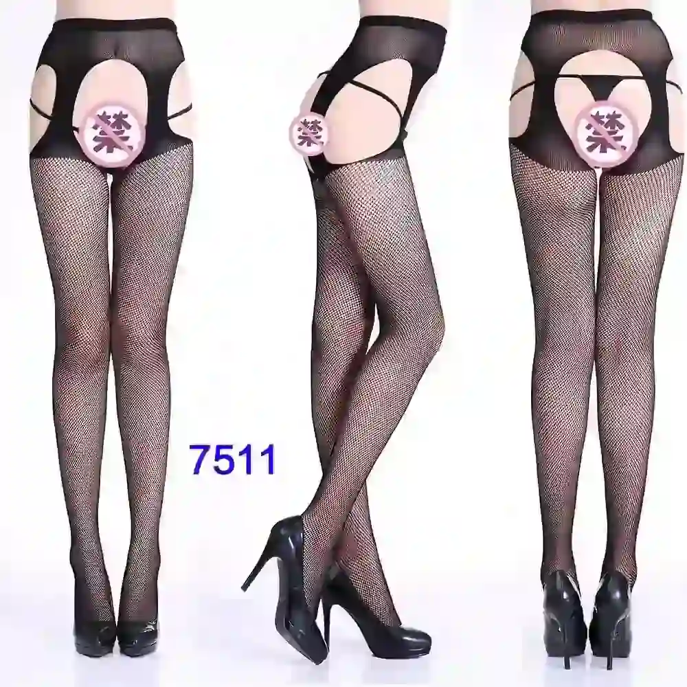 elegant black nylon thigh high