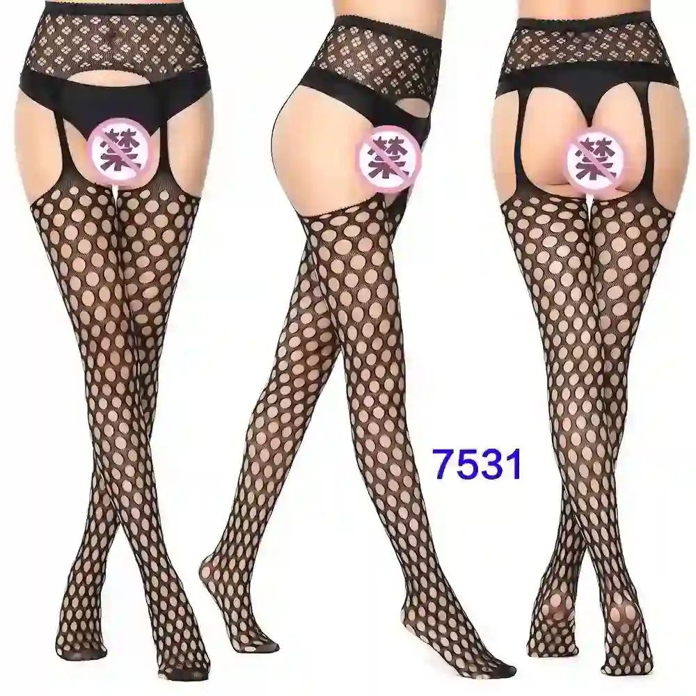 elongating black fishnet thigh high