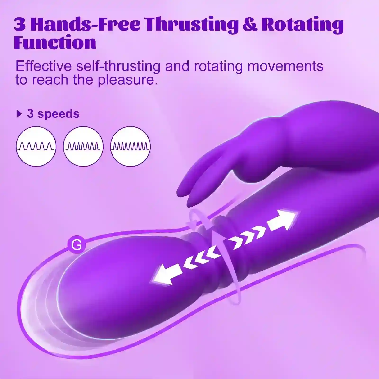 ergonomic silicone rabbit thrusting vibrator