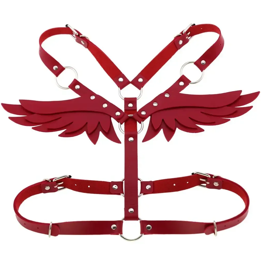 fashionable leather body harness wings