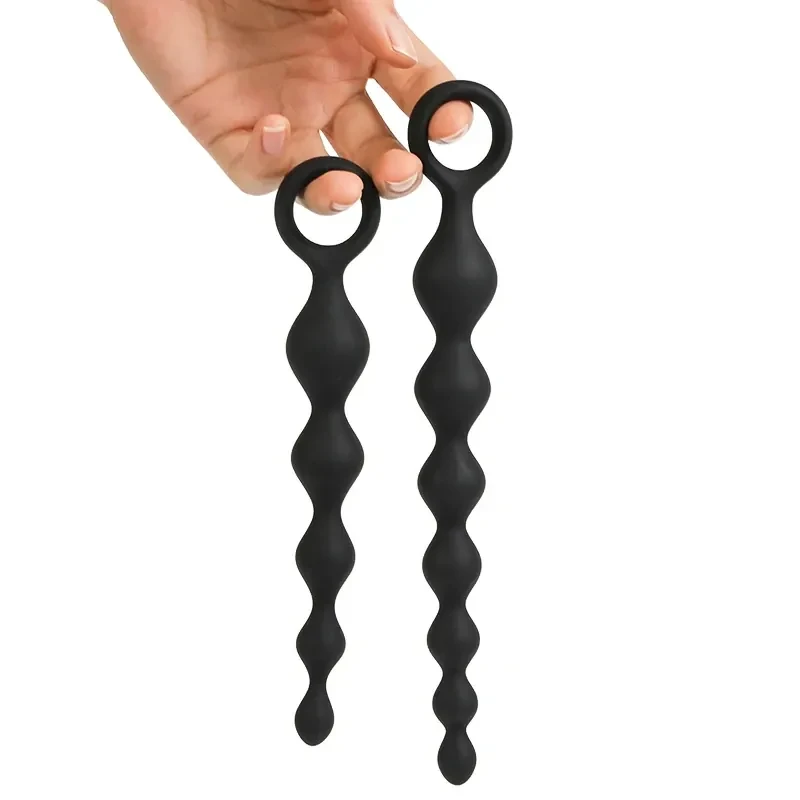 flexible silicone anal beads black