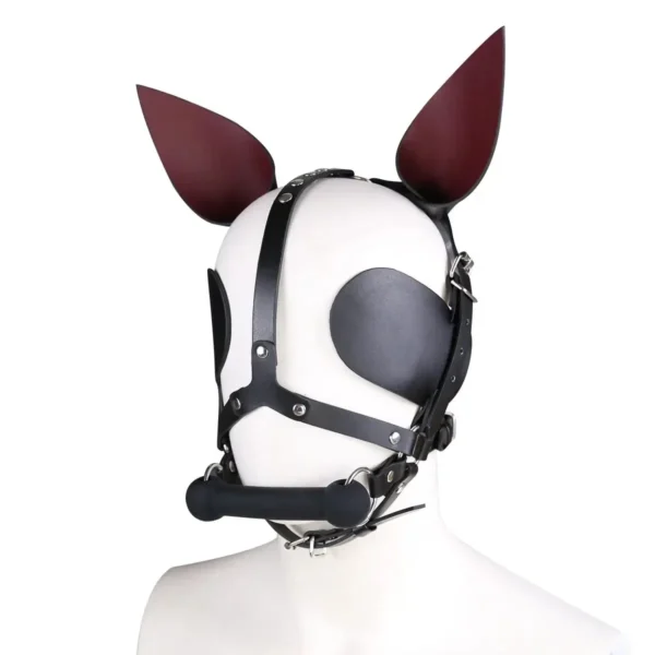 full head leather gag hood