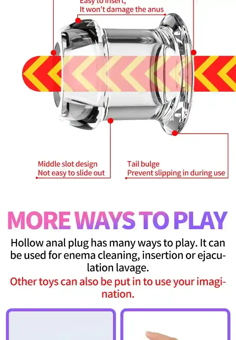 hollow anal plug with stopper tpe