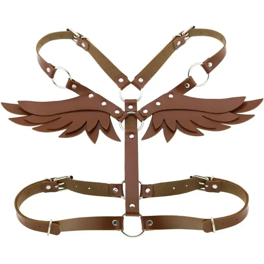isensualflow net black leather angel wing body harness