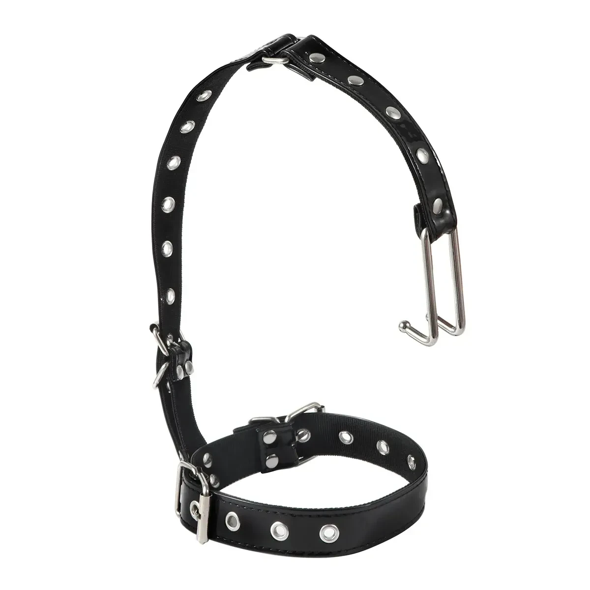 isensualflow net pu leather slave collar nose hook
