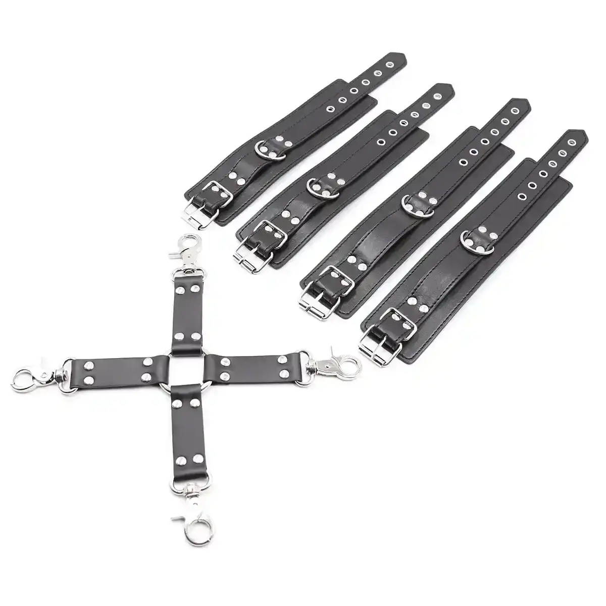 leather cross chest harness black
