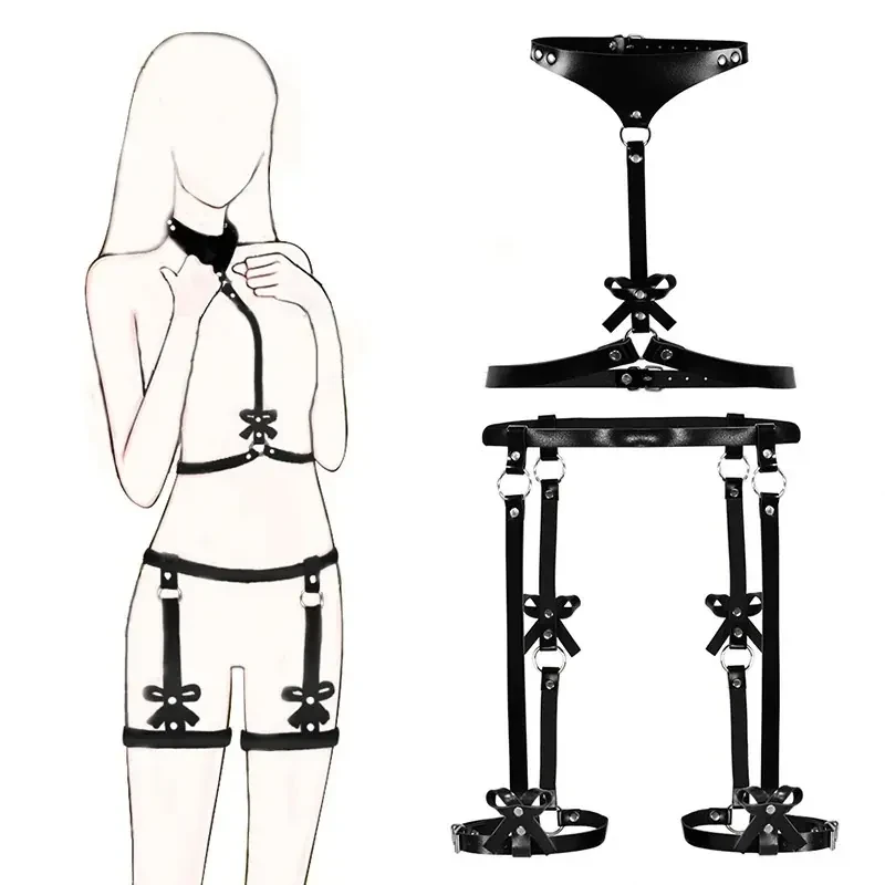 lingerie body garter black pu
