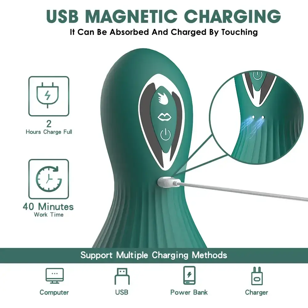 magnetic charging nipple vibrator tool