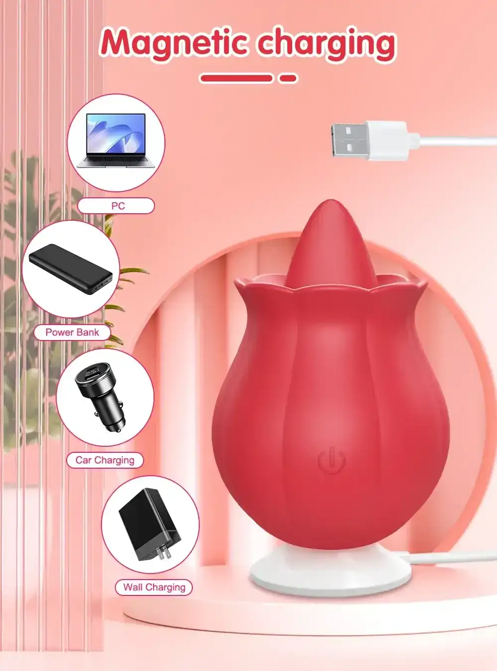 medical grade silicone licking vibrator pink