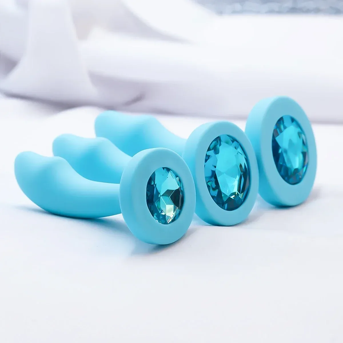 medium blue silicone butt plug