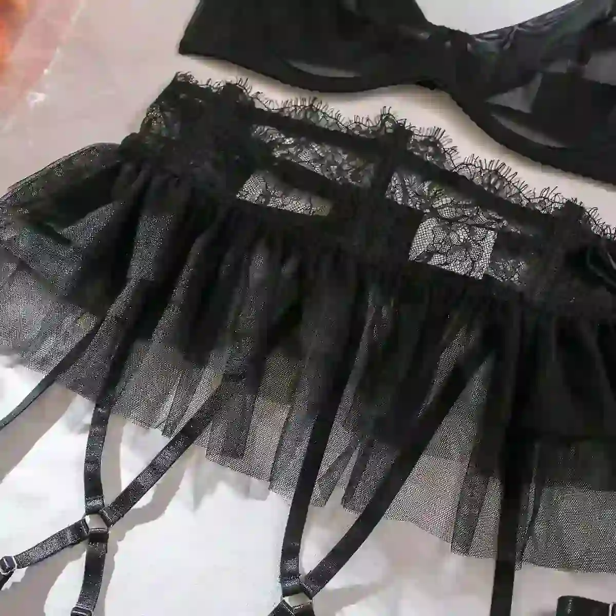 mesh fabric intimate wear set