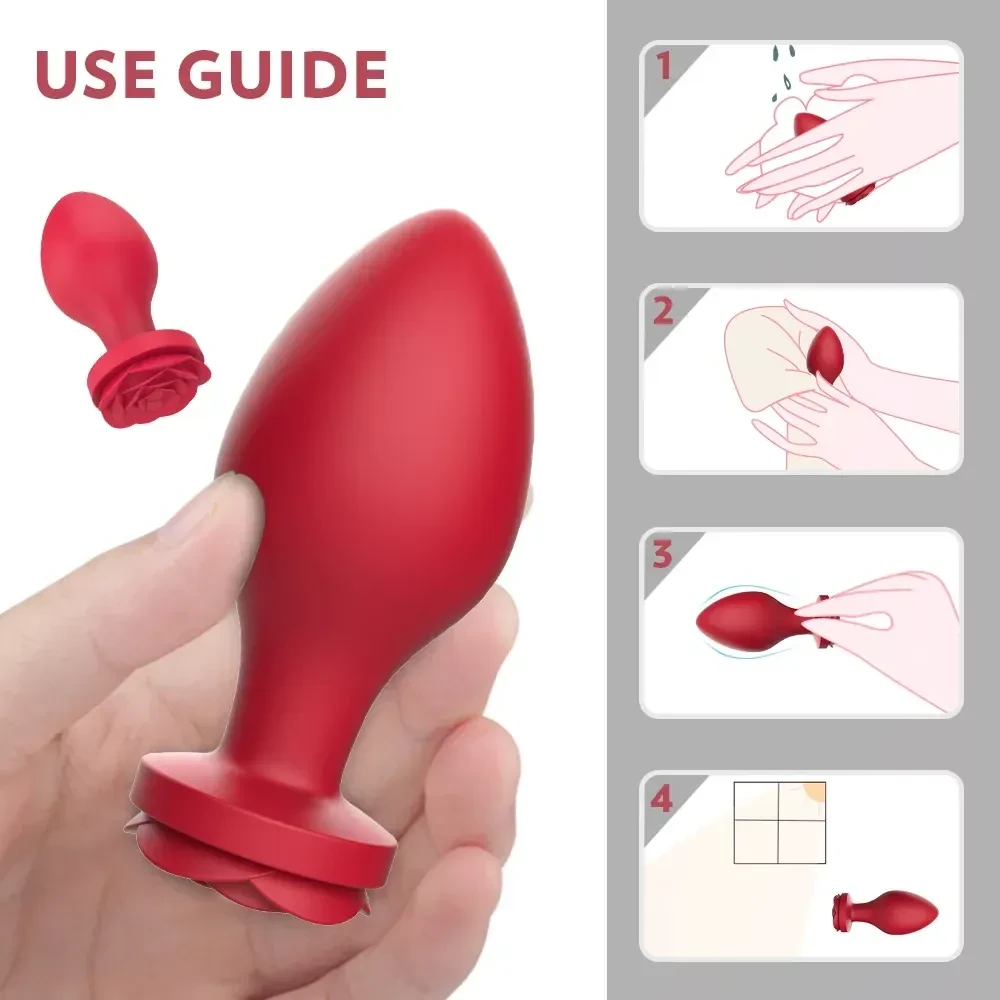 multi size rose design butt plug