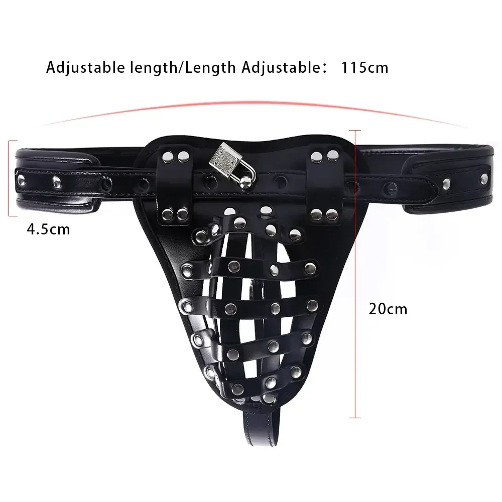 pu leather metal male chastity