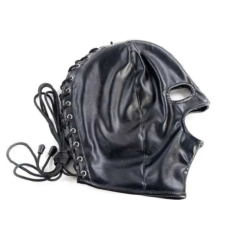 pu leather open mouth slave mask